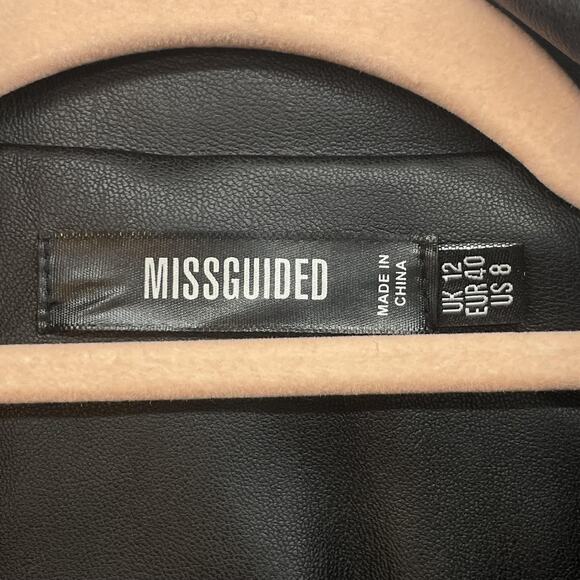Missguided Jacket Womens 8 Black Faux Leather Longline Two Button Lined Blazer - Picture 3 of 10